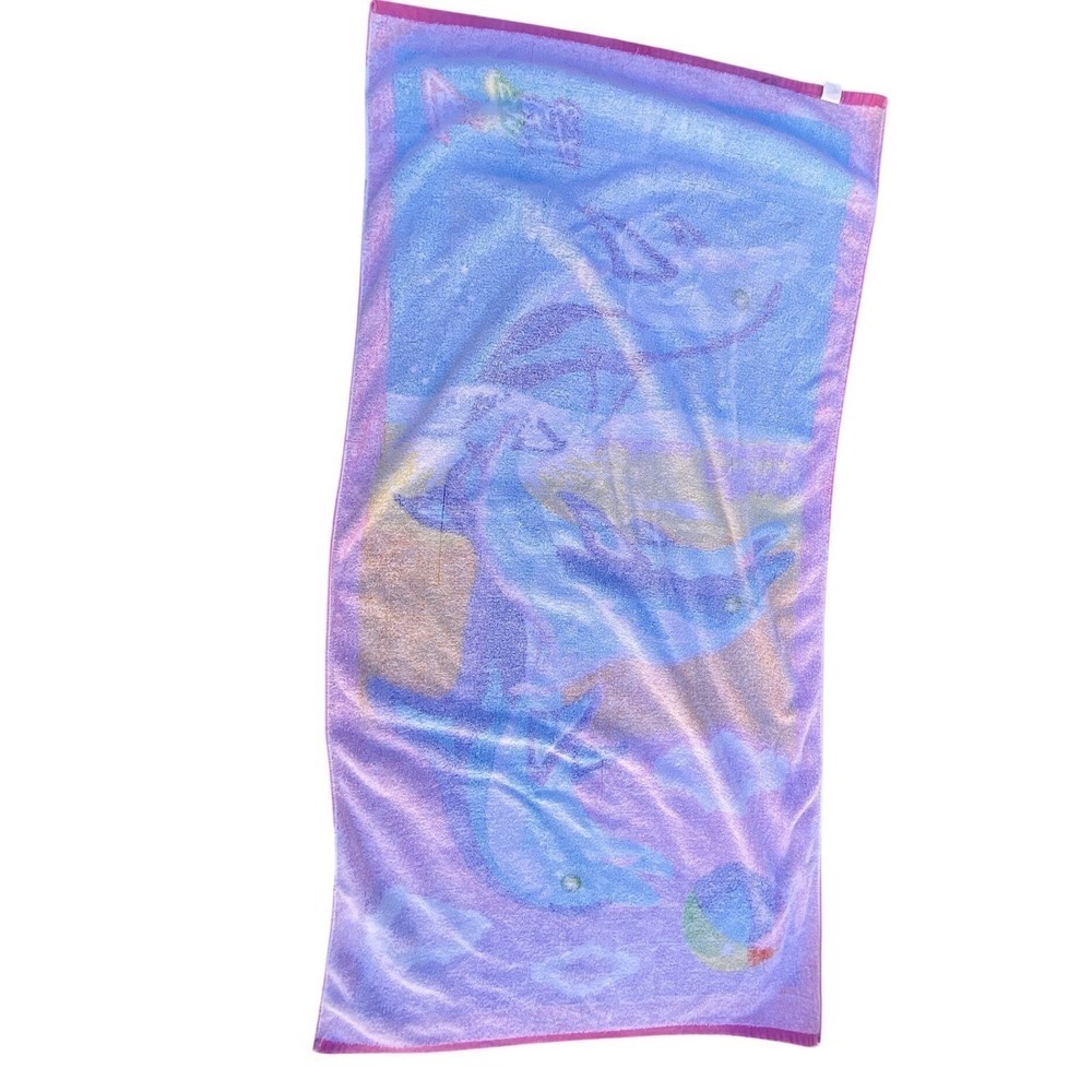 Vintage Lisa Frank Dancing Dolphins Beach Towel 30x56 Neon 90s - Picture 2 of 8